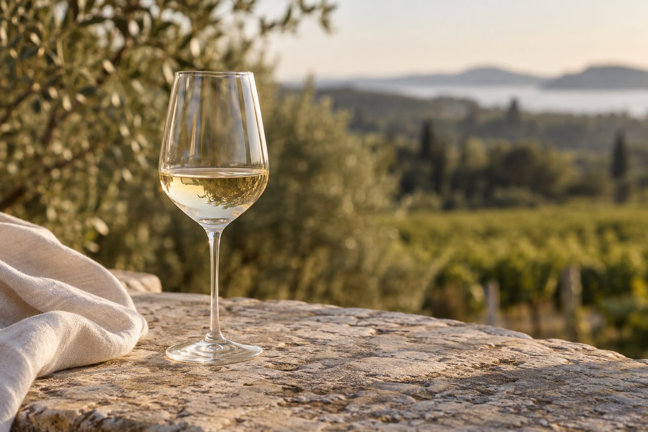 Ilustrativna fotografija čaše bijelog vina u prirodnom svjetlu